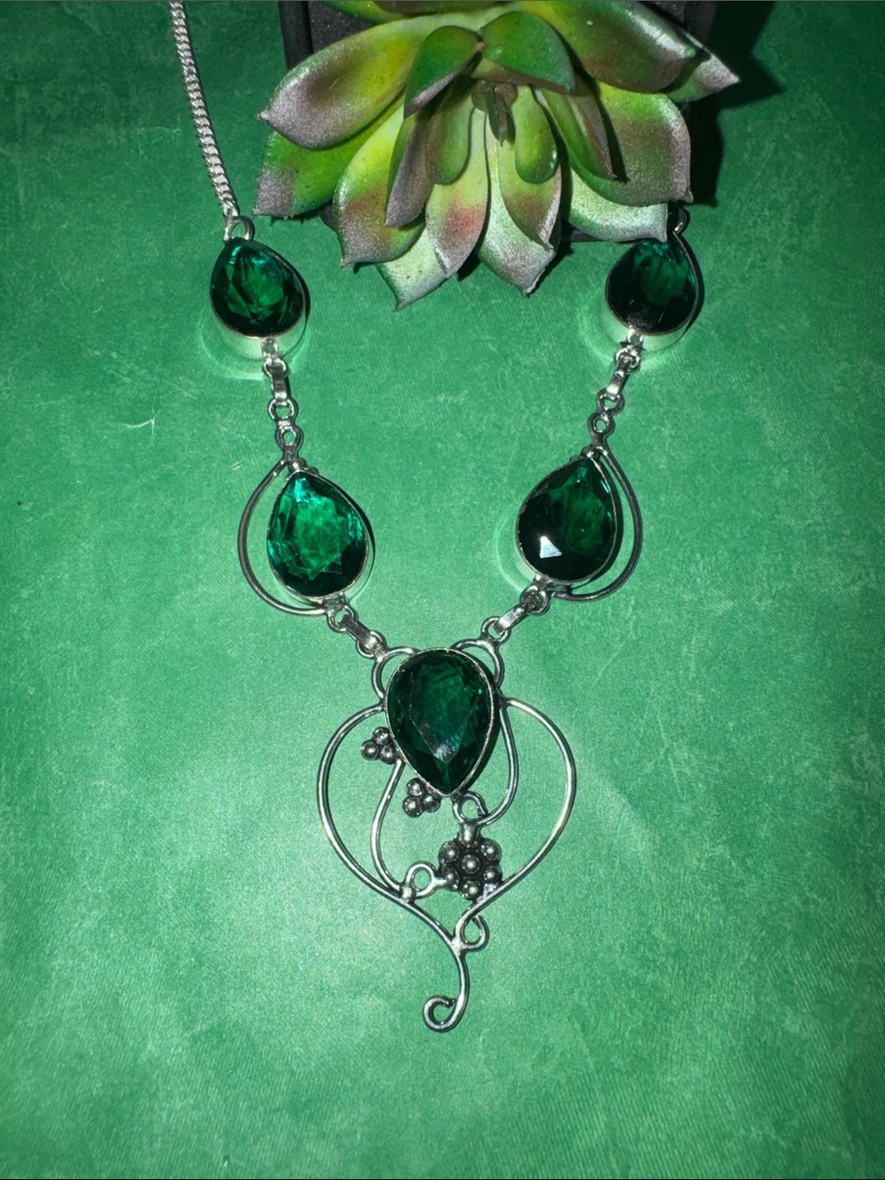 Chrome Diopside Silver Necklace